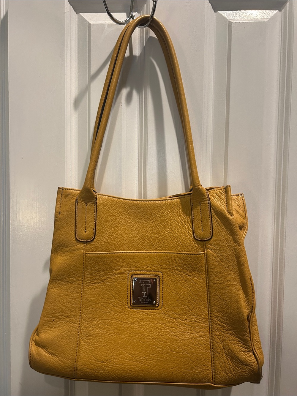 Tignanello Mustard Yellow Leather Shoulder Bag